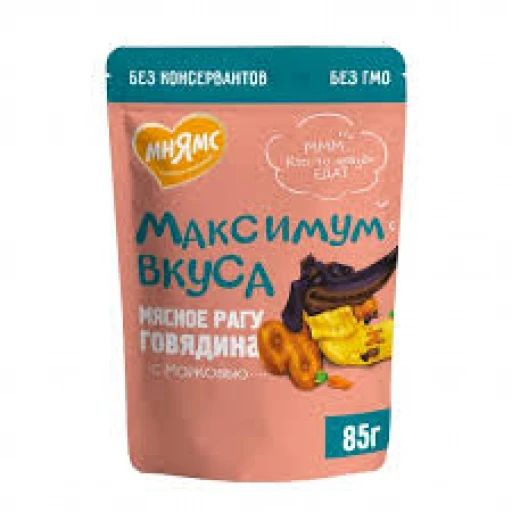 МНЯМС вл д/с 85гр Максимум вкуса рагу говядина с морковью СКИДКА 53р