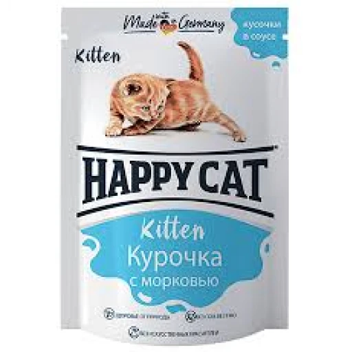 ХЭППИ Кэт вл д/котят 85гр Курочка с морковью в соусе
