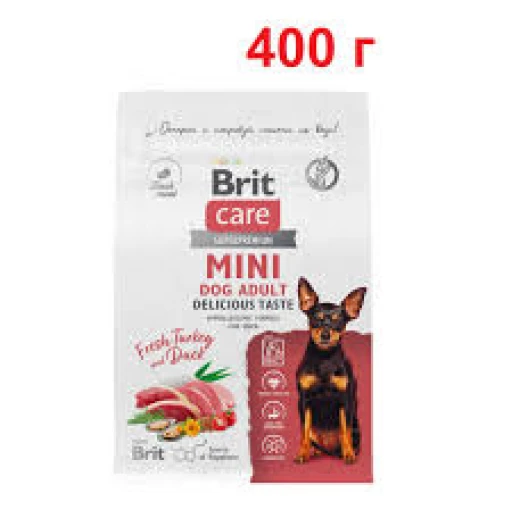 БРИТ с д/с 400гр CARE MINI мини КОЖА ШЕРСТЬ индейка