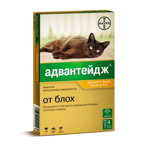 Адвантейдж д/к капли от блох 40К до 4кг/4