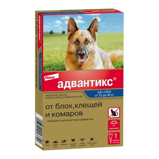 Адвантикс д/с капли от Клещей и блох 400С 25кг-40кг/4