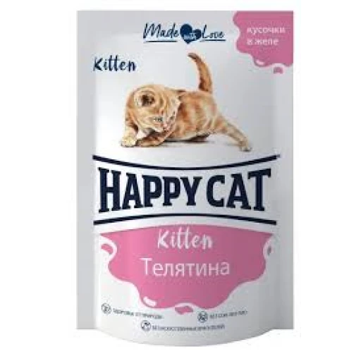 ХЭППИ Кэт вл д/котят 85гр Телятина желе