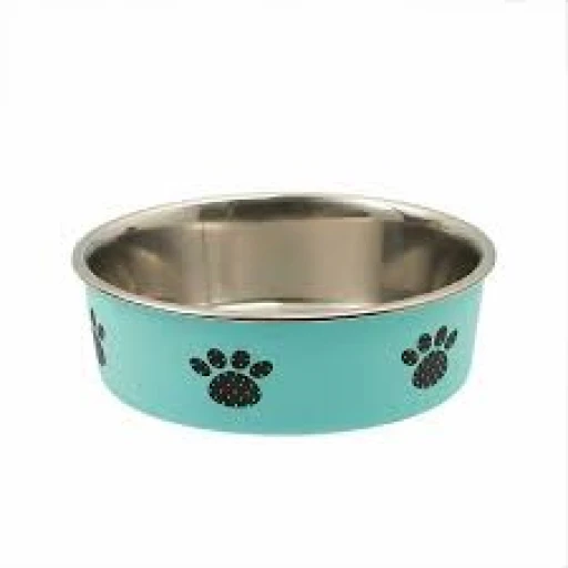 Миска HOMEPET металл утяжеленная зеленая 1,8л ЛАПКИ