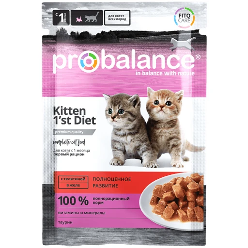 ПроБаланс вл д/котят 85гр/28 Diet Телятина в желе