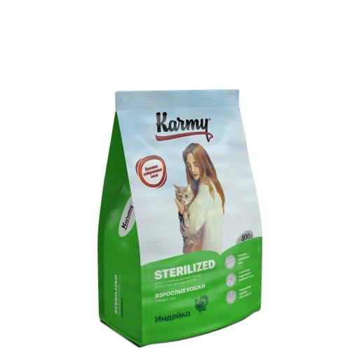КАРМИ с д/к 400гр Стерилайзд ИНДЕЙКА + СТИКЕР