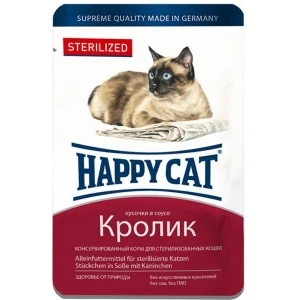 ХЭППИ Кэт вл 85гр Стерилиз Кролик в соусе Россия