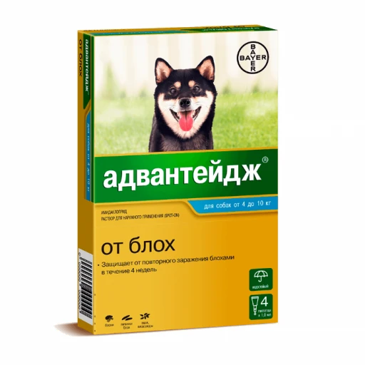 Адвантейдж д/с капли от БЛОХ от 4кг-10кг/4амп