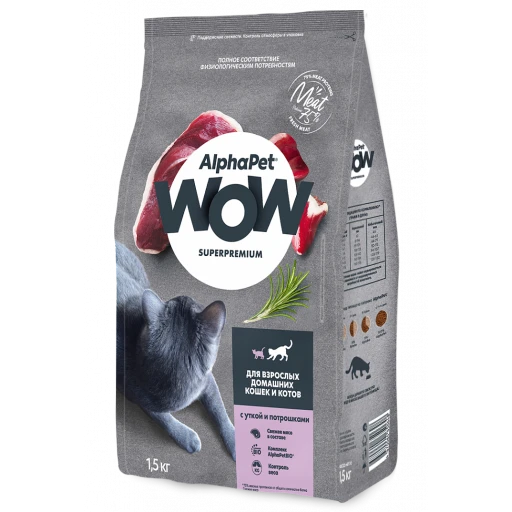 Альфапет суперпремиум WOW с д/к  350г домашних Утка Потрошки