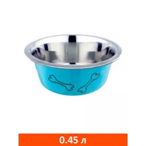 Миска HOMEPET Косточки металл голубая 0,45л 80911