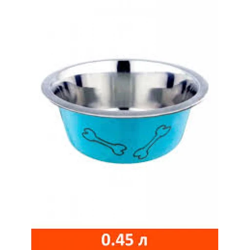 Миска HOMEPET Косточки металл голубая 0,45л 80911